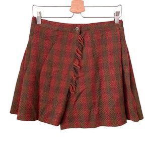 Theomiles 100% Wool Checkered Mini Warp Skirt in Size 4